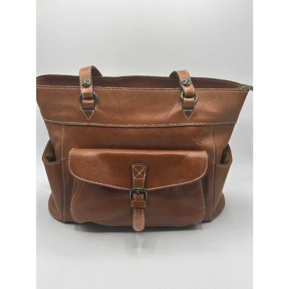 Patricia Nash Heritage Collection Bolsena Tan Cognac Brown Leather Tote Handbag